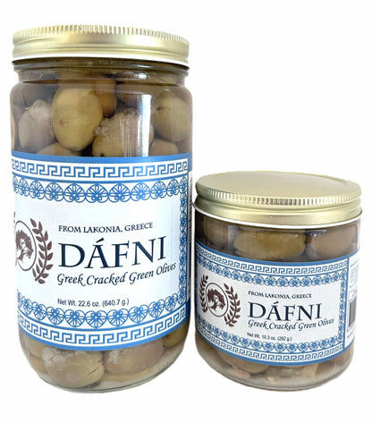 DÁFNI Greek Cracked Green Olives