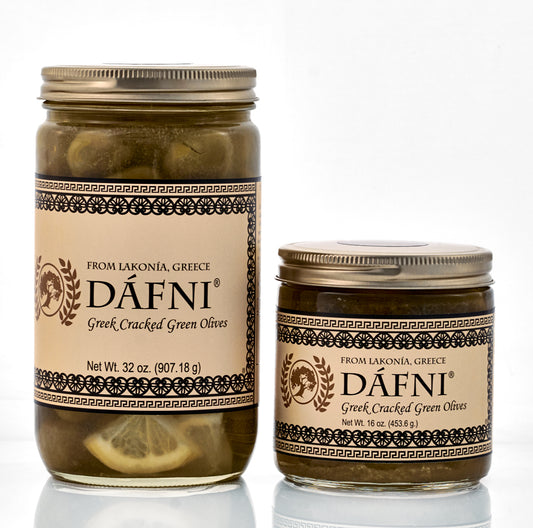 DÁFNI Greek Cracked Green Olives